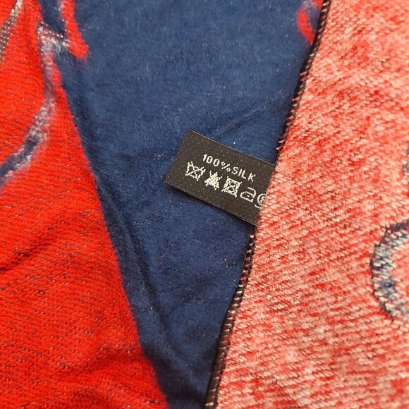 Gucci Vintage Red & Blue Stripe Monogram Shawl Wrap Scarf - Picture 10 of 10